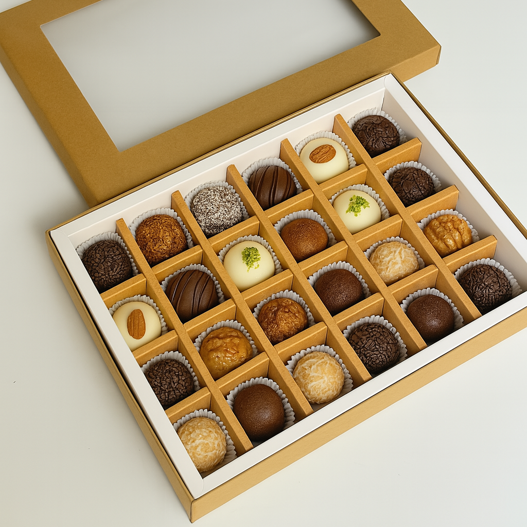 Caja p/ 24 bombones Kraft (paquete x 5und)