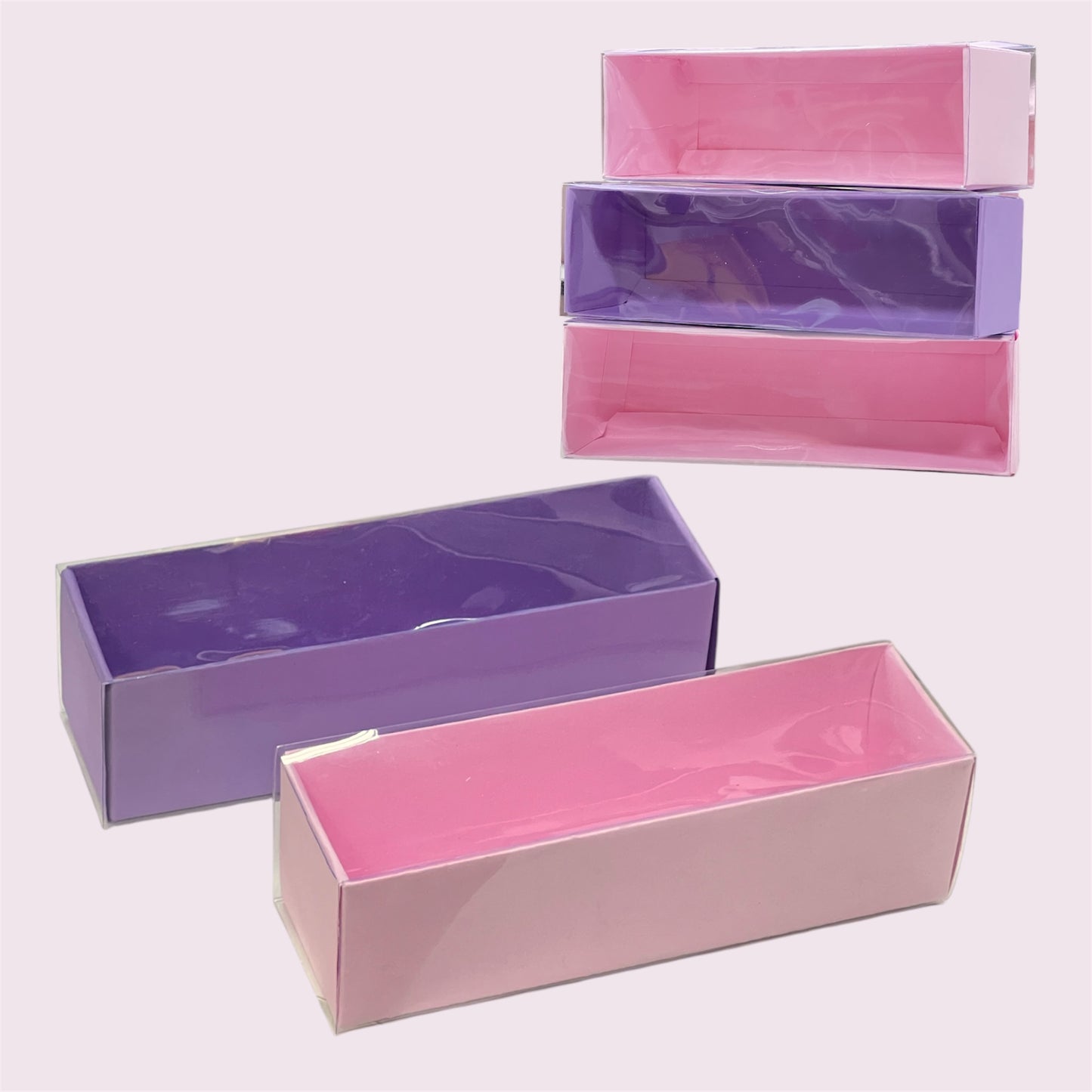 MAC6C - Caja p/ Macarons Alfajor - 19x5.5x5.5cm - Rosa COD 641383 /Lila COD 641382 (Ideal Madres)