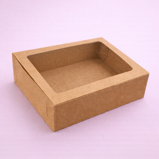 Caja 23x17x7cm KRAFT con visor - MOM1V.6