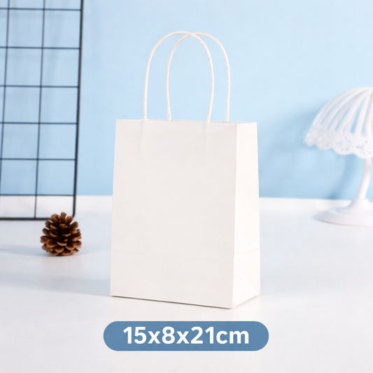 Bolsa en Papel Kraft Blanco- 15x8x21 cm