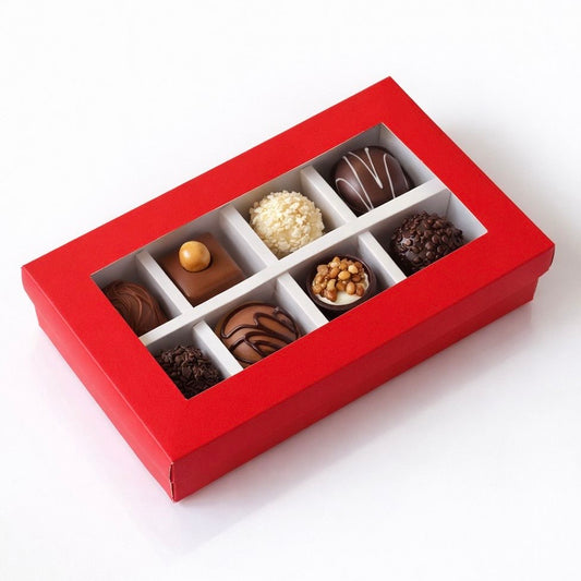 Caja 18x10x4cm p/ 8 bombones Rojo - BOM8H-PPV.2