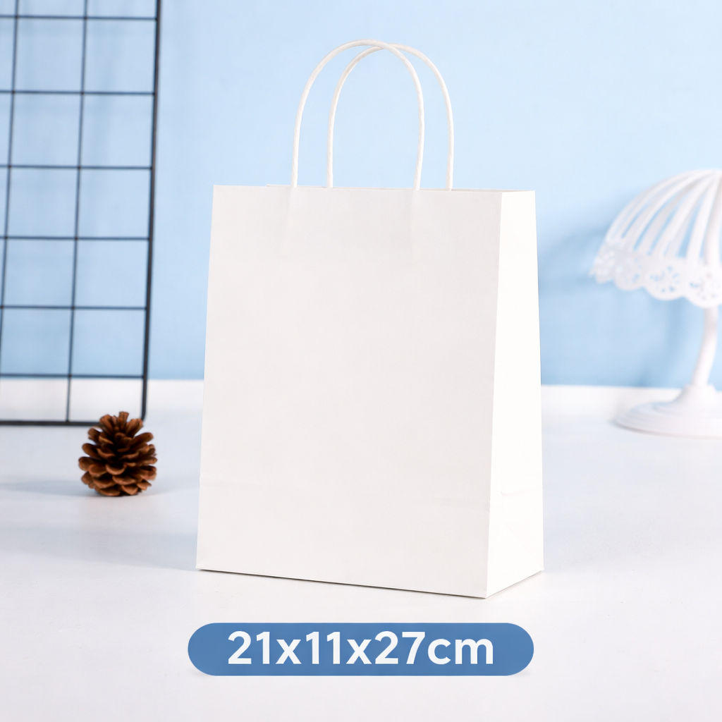 Bolsa en Papel Kraft Blanco - 21x11x27cm.