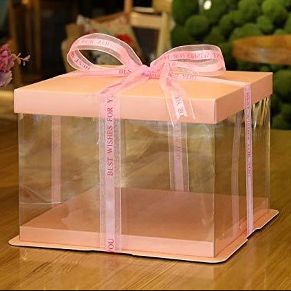 CAJA 22x22x24CM ROSA TRANSPARENTE - COD 642409