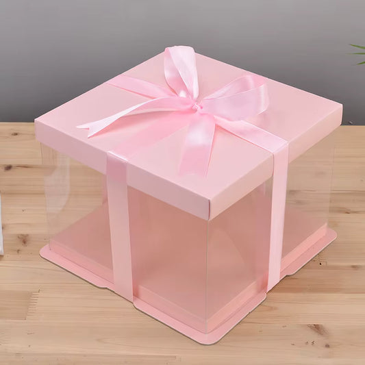 CAJA 26X26X18CM ROSA TRANSPARENTE - COD 642411