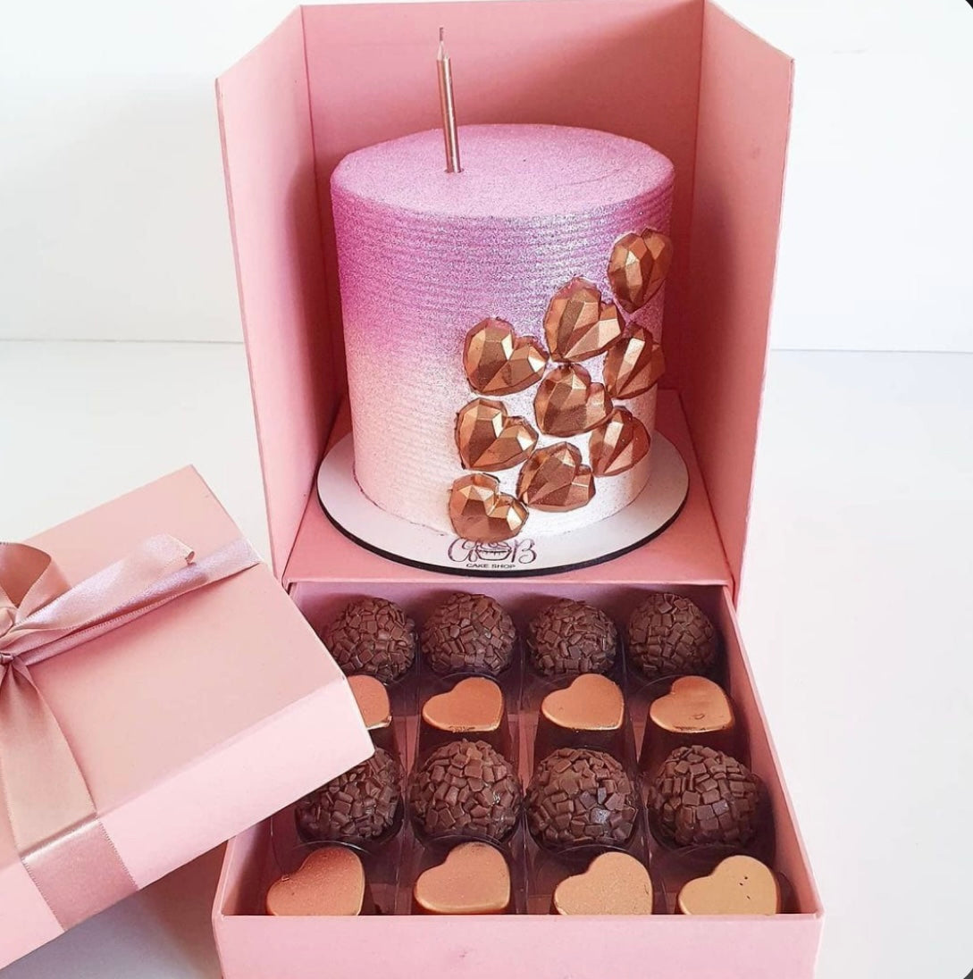 Caja premium con Gaveta - 20x20x20cm Rosa - Ideal Madres