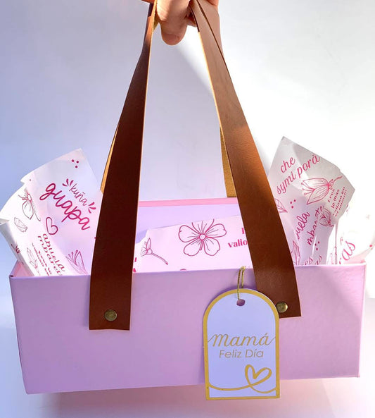 Caja Premium 24x15x9cm Tipo Bolso Premium c/ Cuerina