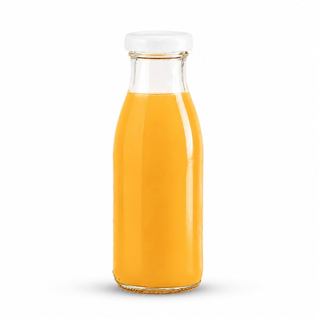 BOTELLA DE VIDRIO TAPA BLANCA 250ML