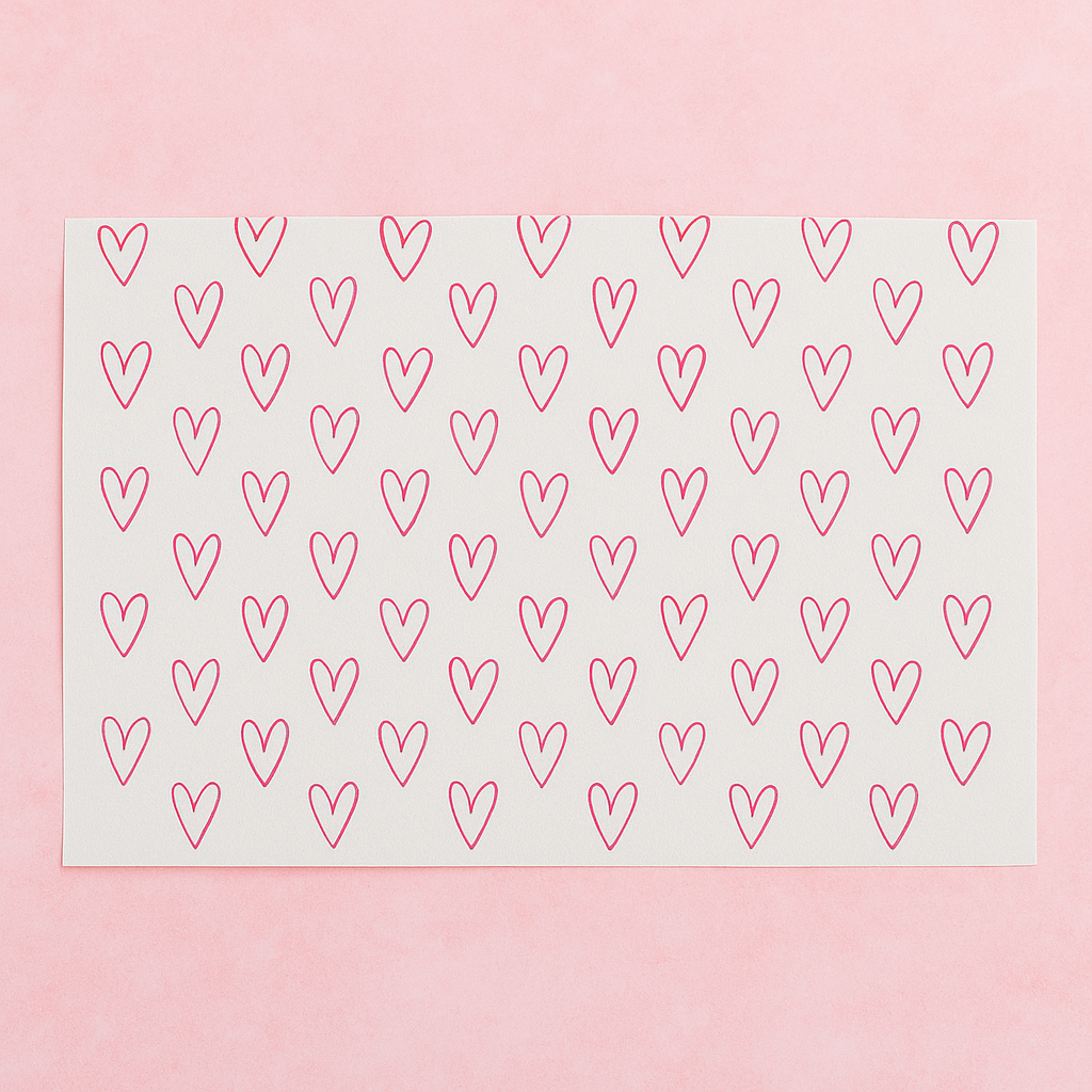 Papel Manteca Corazones Fucsia 27x40cm (contiene 25 hojas) - COD 640426