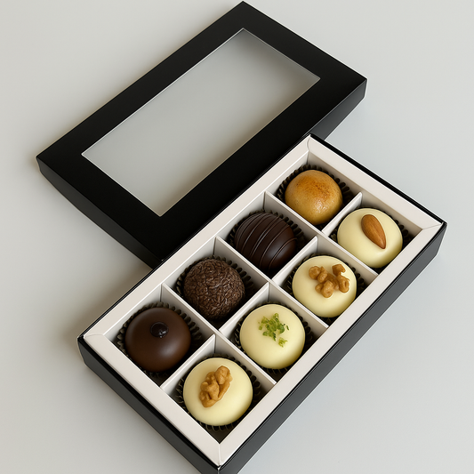 Caja 18x10x4cm p/ 8 bombones - Negro
