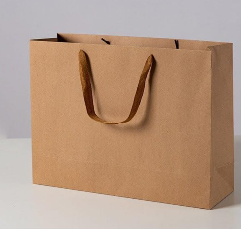 Bolsa de Lujo 27x8x21cm con Manija Asas - Kraft/Negro/Rojo