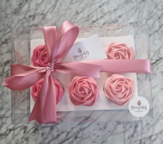 Caja 23x18x7cm con tapa de acetato p/ 6 cupcakes - COD 641422