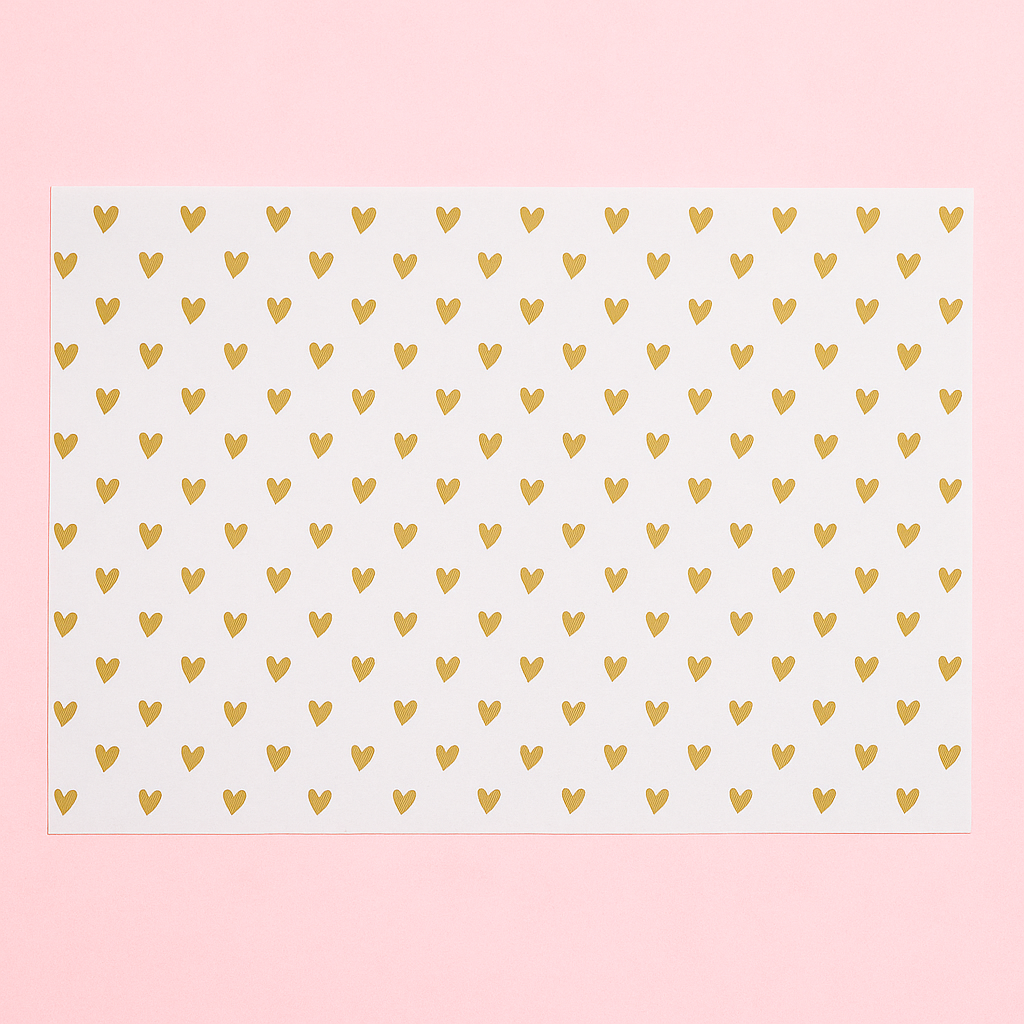 Papel Manteca Mini Corazones Dorado - 27x40cm (contiene 25 hojas)