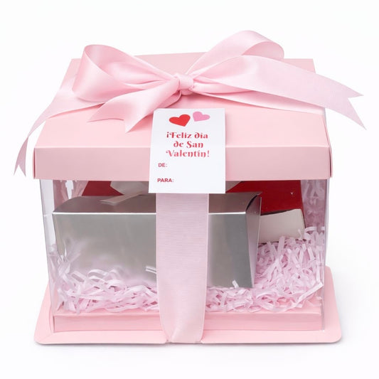 CAJA 22x22x16CM ROSA TRANSPARENTE - COD 642406