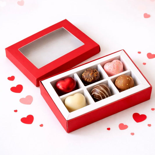 Caja 13.5x9.5x3.5cm p/ 6 bombones Rojo - BOM6H-PPV.2