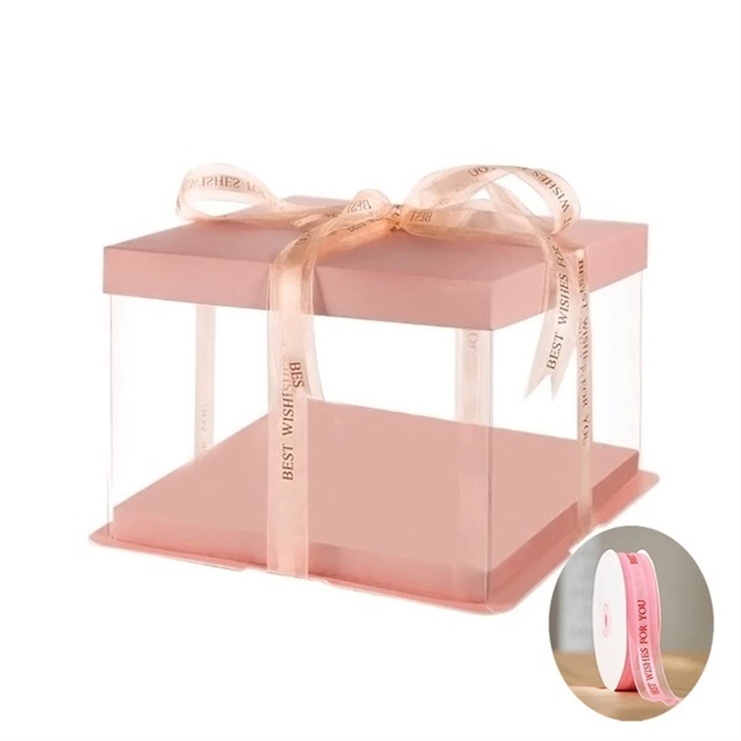 CAJA 22x22x16CM ROSA TRANSPARENTE - COD 642406