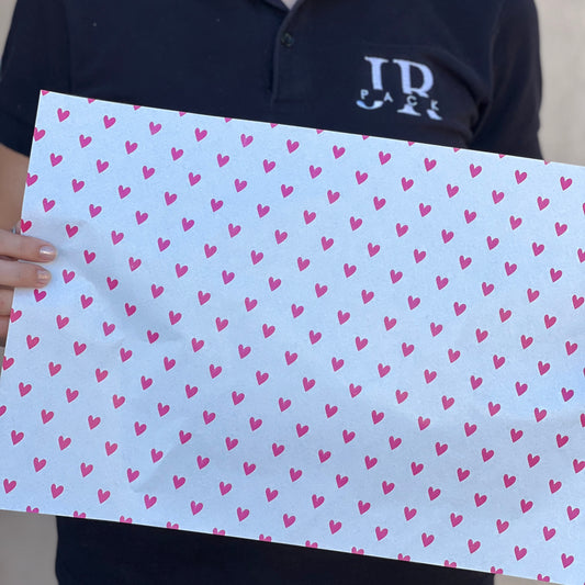 Papel Manteca Mini corazón Fucsia 27x40cm (contiene 25 hojas) - COD 641410
