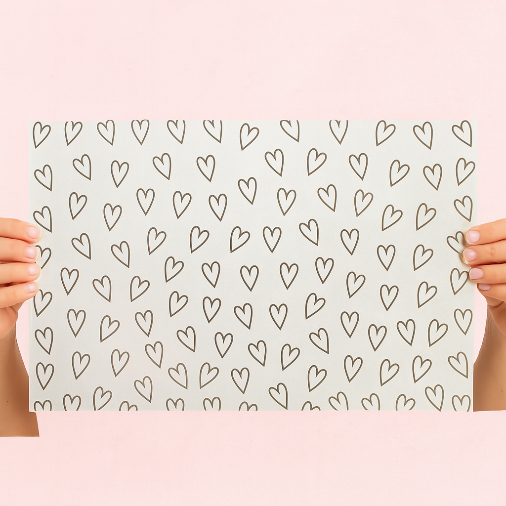 Papel Manteca Corazones Negro 27x40cm (contiene 25 hojas) - COD 640425