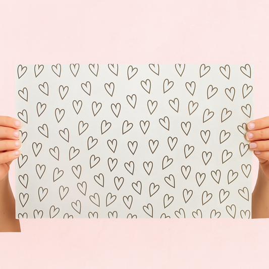 Papel Manteca Corazones Negro 27x40cm (contiene 25 hojas) - PM1 - COD 640425