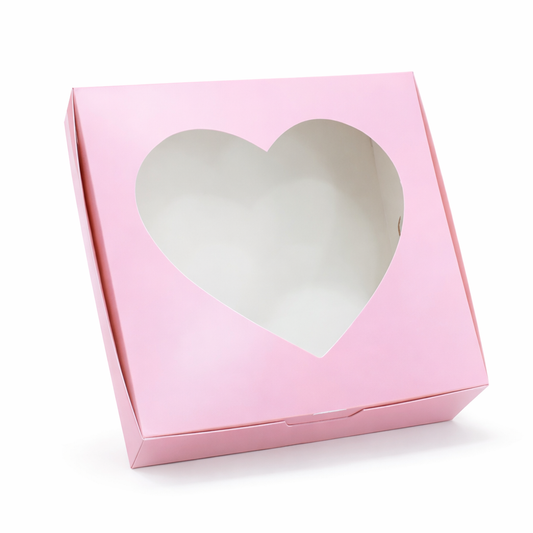 Caja 22x22x7cm CORAZÓN rosa c/ visor - BX2V.1SV