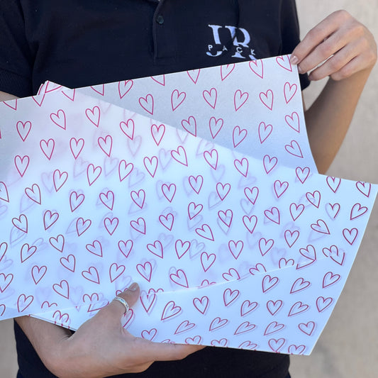 Papel Manteca Corazones Fucsia 27x40cm (contiene 25 hojas)  - COD 640426