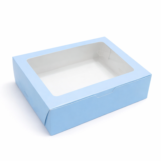 Caja 23x17x7cm Celeste con visor - MOM1V.4