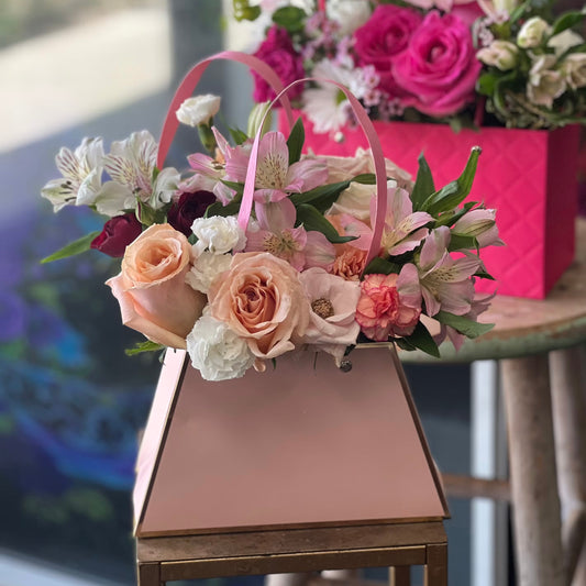 BOLSA COREANA ROSA CON DORADO 21x10x29cm - CNBAG2.1