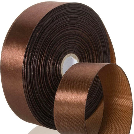 Cinta raso 25mm x 20 metros - Marrón oscuro