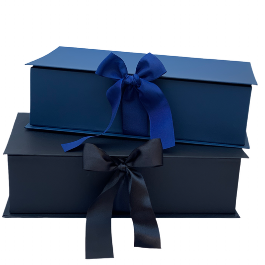 Caja Premium 36x23x10cm Tipo Libro con cinta frontal NEGRO