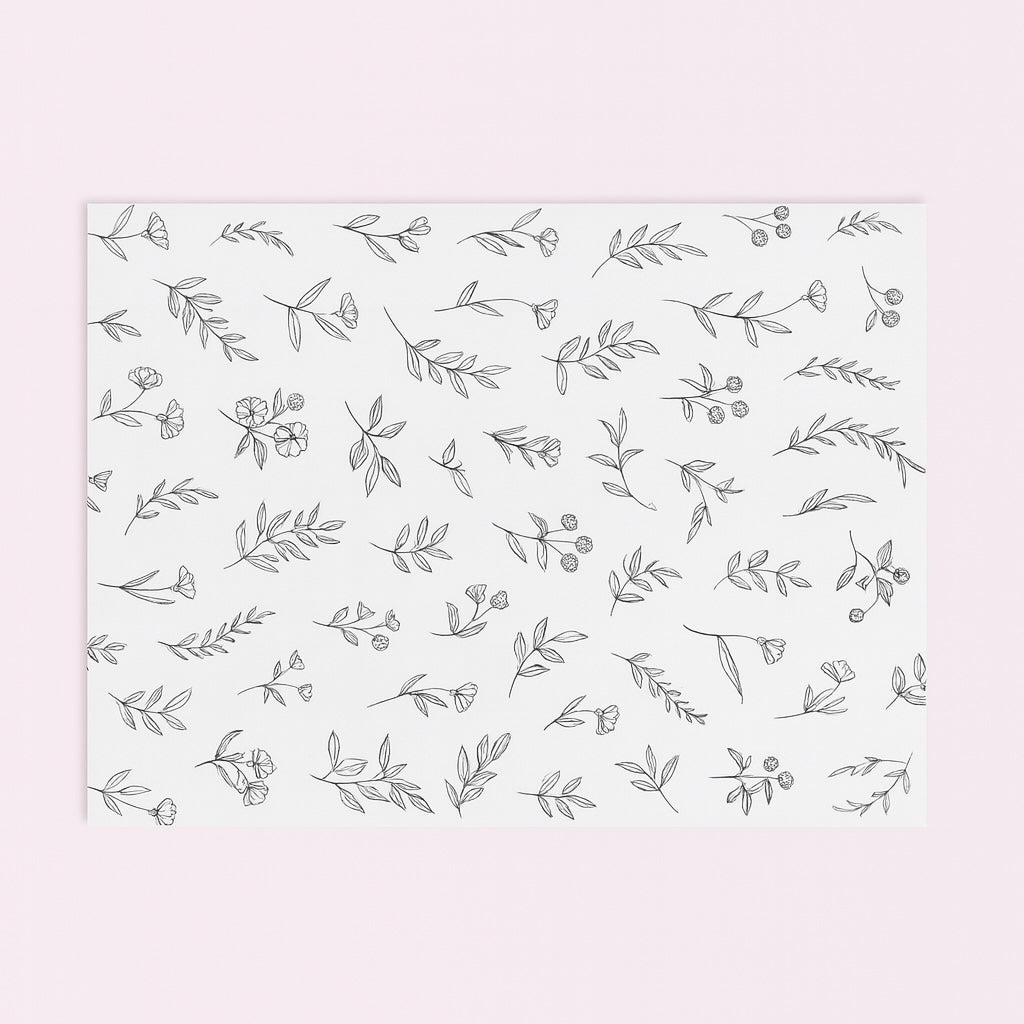 Papel Manteca Flores Negro 27x40cm (contiene 25 hojas) - COD 640428