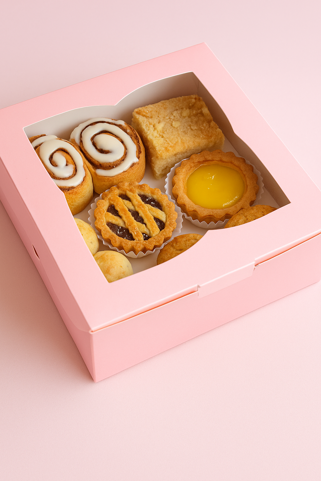 Caja 22x22x7cm rosa c/ visor