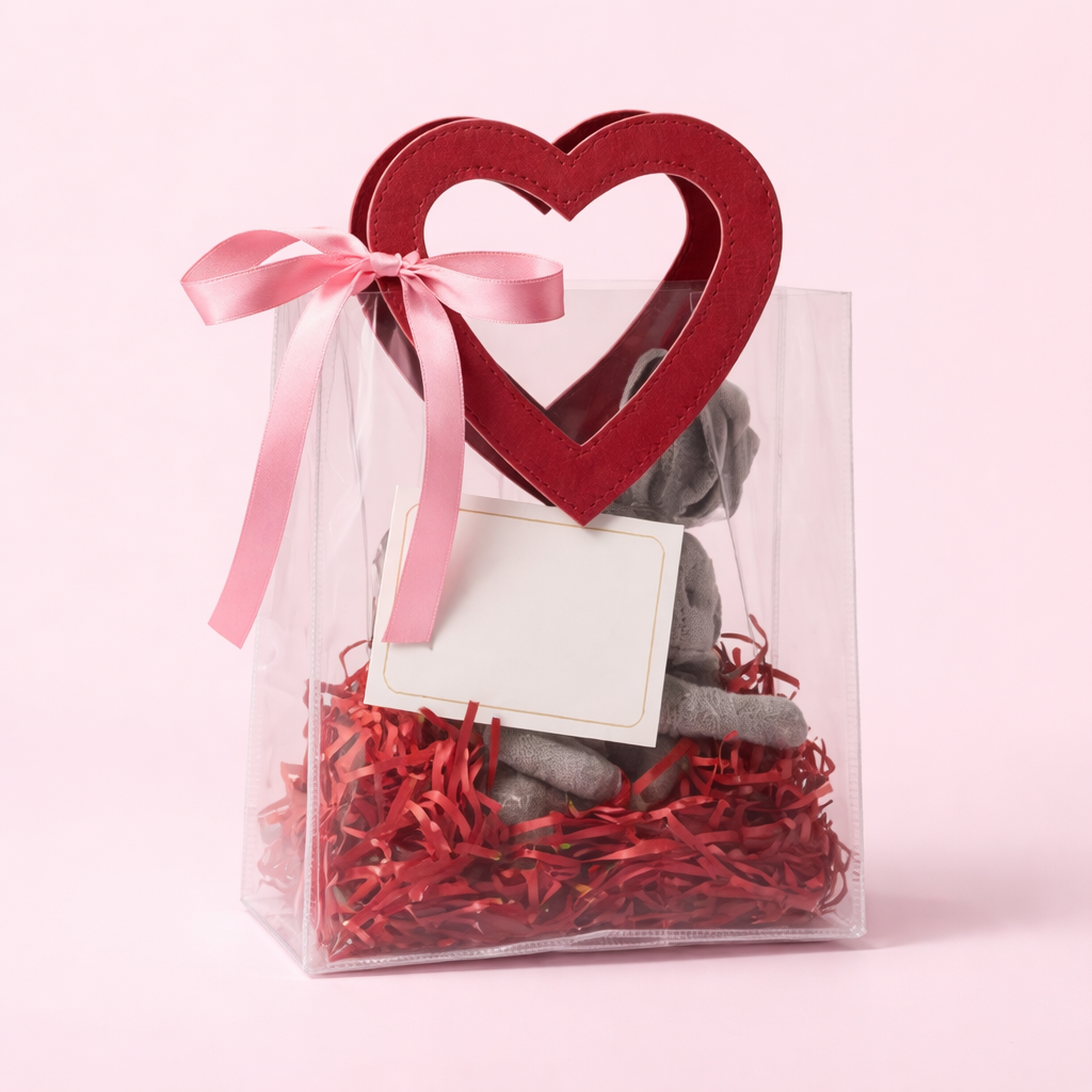 Bolsa PVC con Manija Corazón 18X10X20CM BORDO
