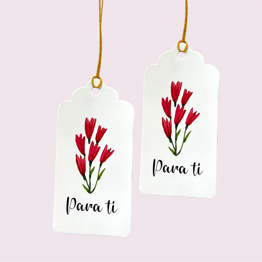 Tags “Para Ti” Flores Fucsia - contiene 10 unidades - COD 641344
