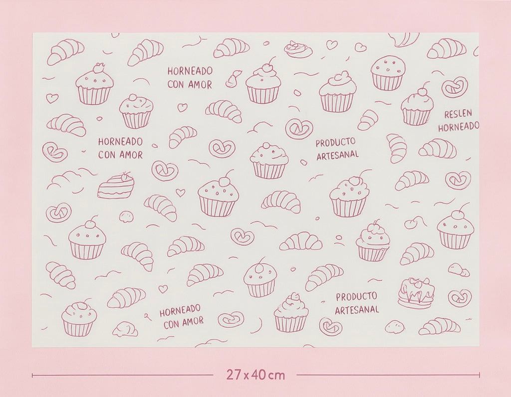 Papel Manteca Pastelería Rosa - 27x40cm - (contiene 25 hojas) - COD 641306
