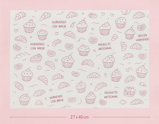 Papel Manteca Pastelería Rosa - 27x40cm - (contiene 25 hojas) - COD 641306