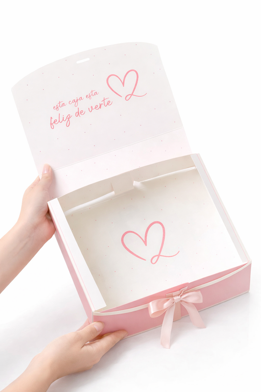 CAJA LAZO AMOR ROSA 23x17x7cm
