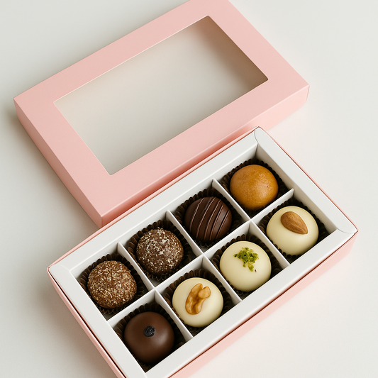 Caja 18x10x4cm p/ 8 bombones Rosa (paquete x 5 und)