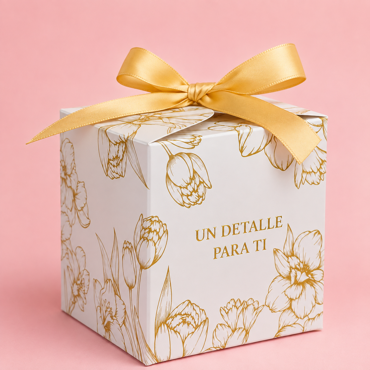CAJA 9X9X9CM FLORAL - DORADO
