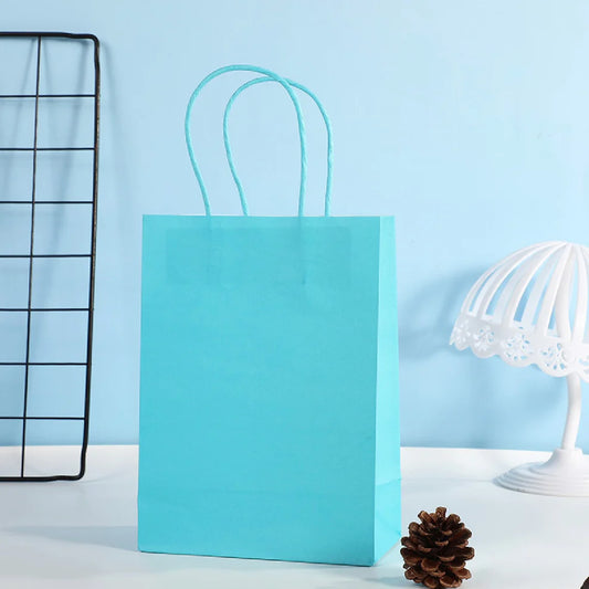 Bolsa en Papel Kraft Celeste - 15x8x21 cm