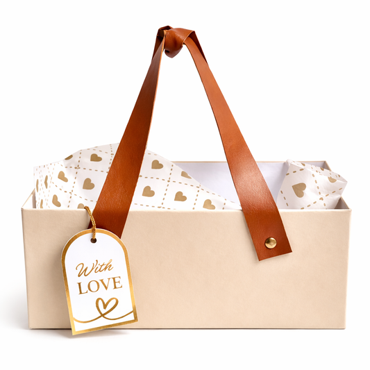 Caja Premium 24x15x9cm Tipo Bolso Premium c/ Cuerina-BEIGE