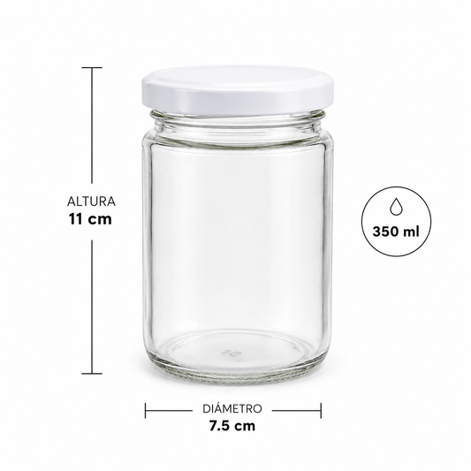 BOTELLA DE VIDRIO TAPA BLANCA 350ML