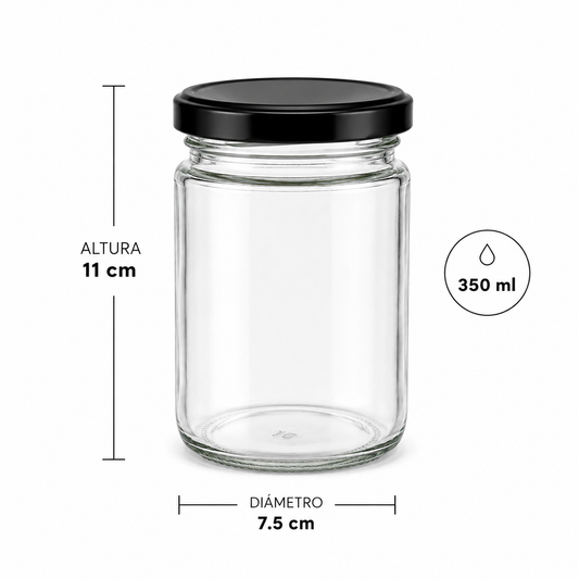 BOTELLA DE VIDRIO TAPA NEGRA 350ML