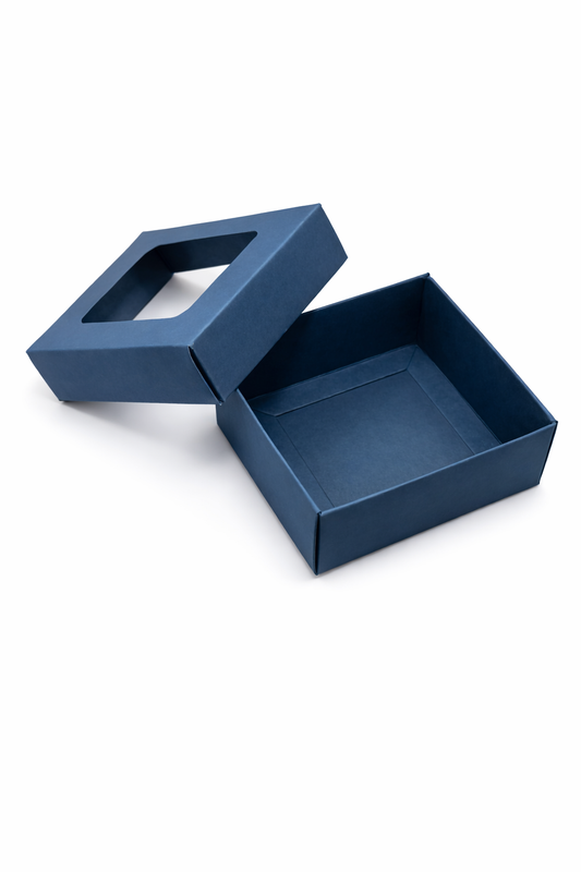 CAJA 7X7X4CM CON VISOR-BOM4V-AZUL MARINO
