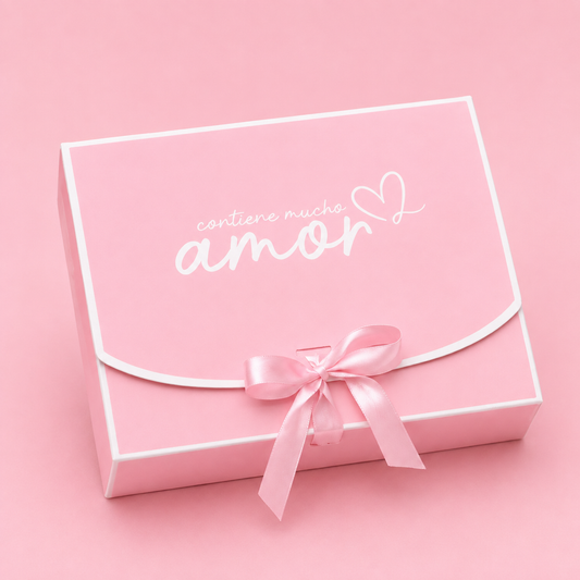 CAJA LAZO AMOR ROSA 23x17x7cm