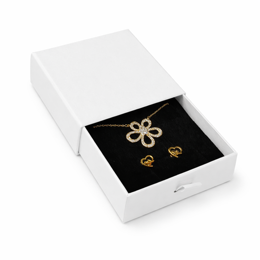 Caja Premium 9x9x3cm Joyas - Blanco