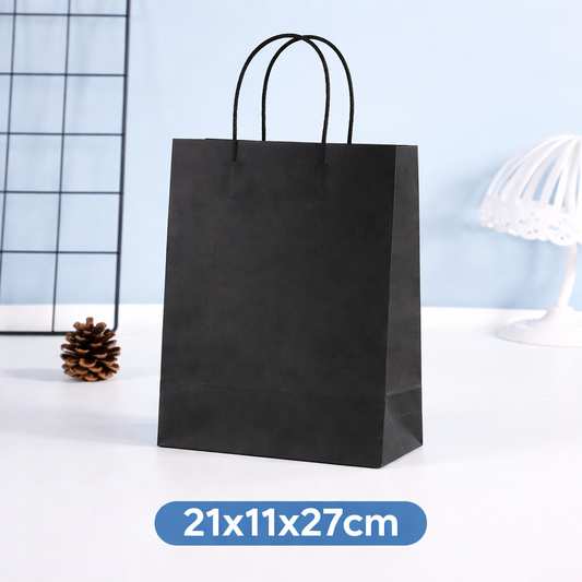 Bolsa en Papel Kraft Negro - 21x11x27cm.
