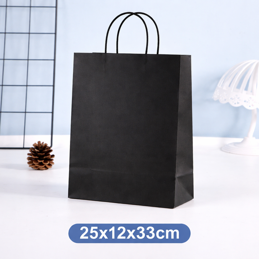 Bolsa en Papel Kraft Negro - 25x12x33cm.