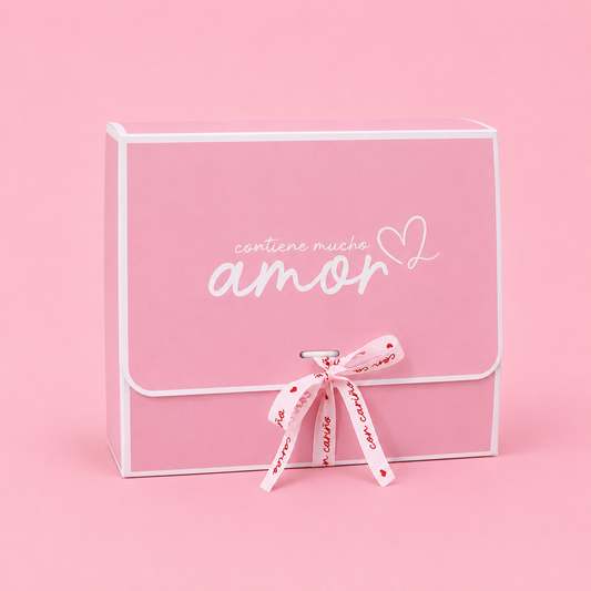 CAJA LAZO AMOR ROSA 27x24x8.5cm - 642450