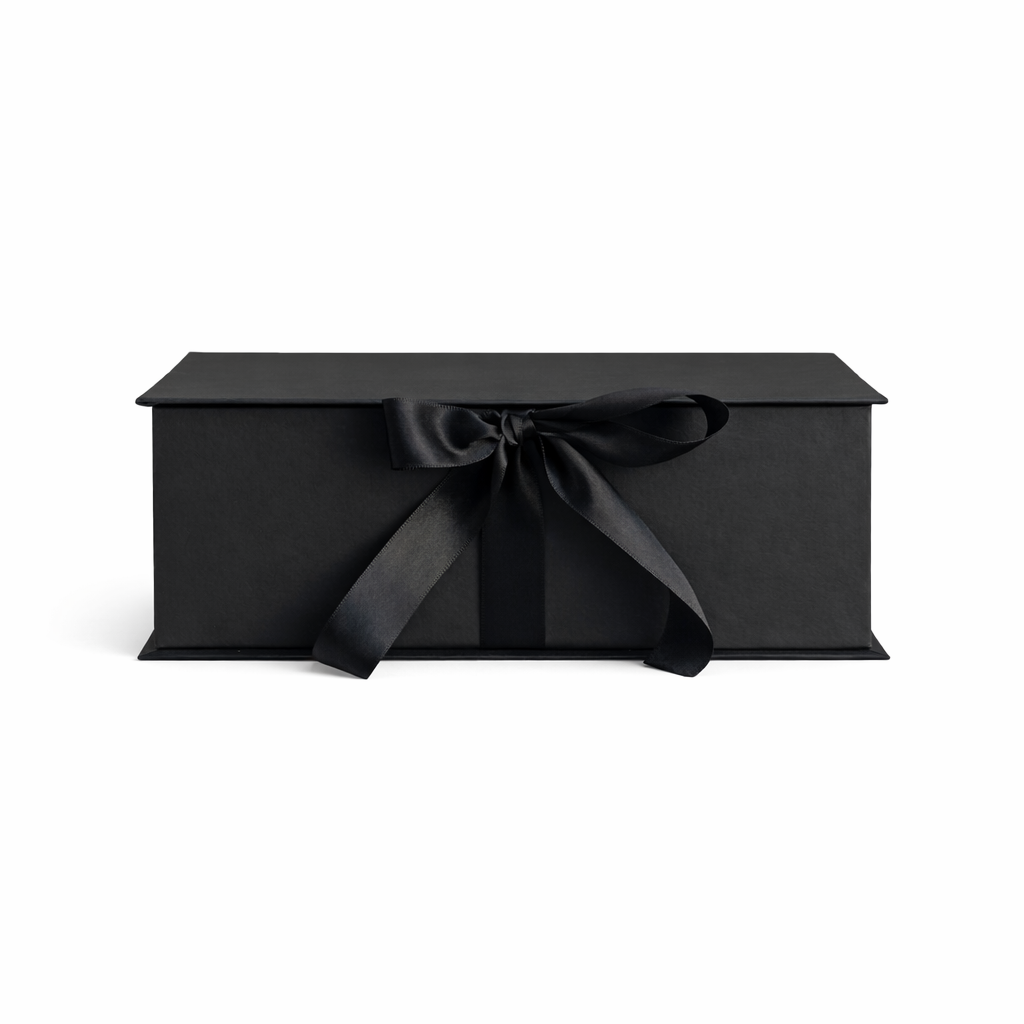 Caja Premium 23x17x7cm Tipo Libro con Cinta frontal-NEGRO