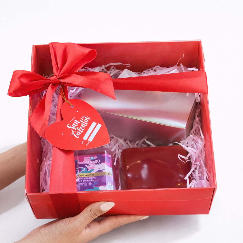 CAJA 25x25x10cm DOBLE PARED ROJO + TAPA DE ACETATO- BX1.PA2