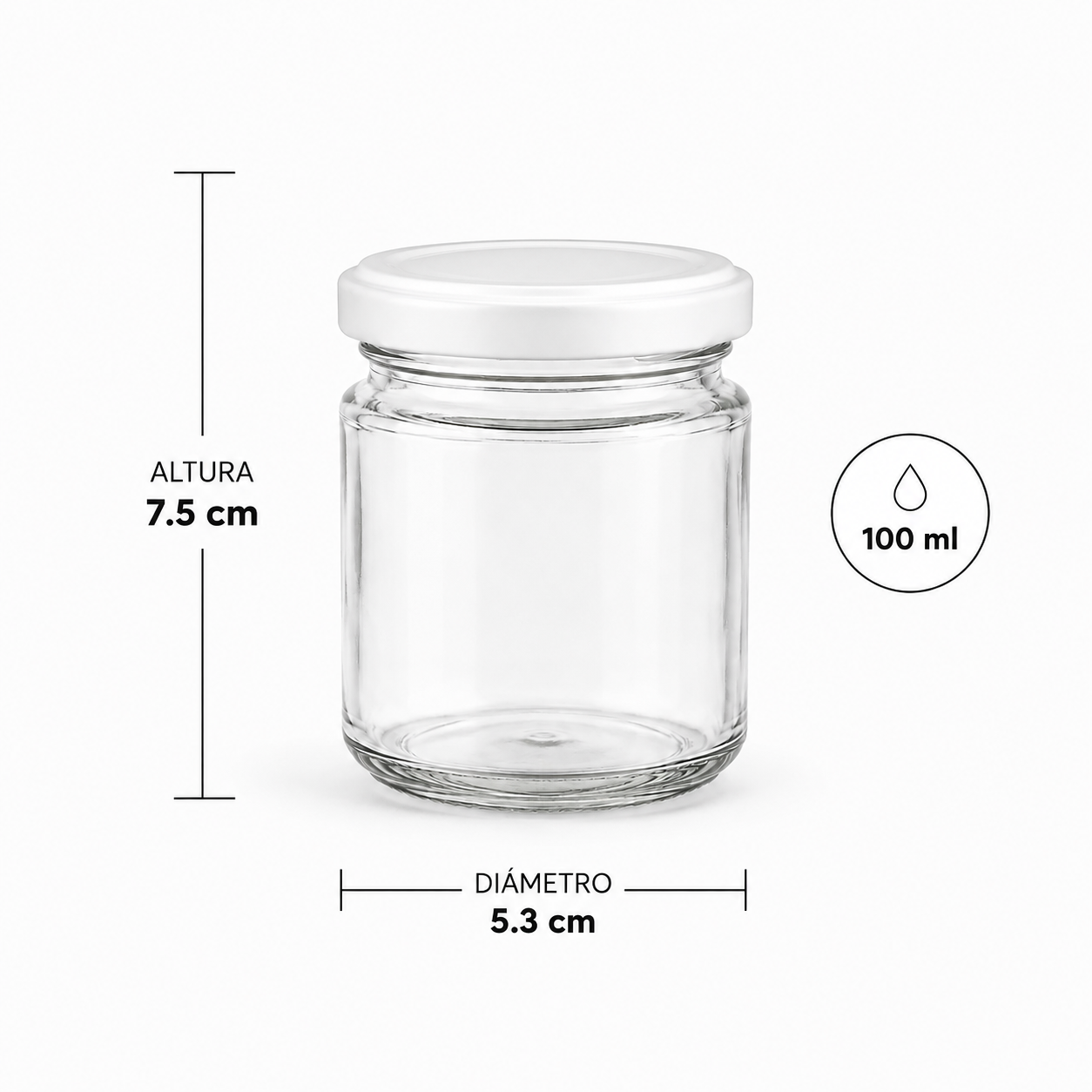 BOTELLA DE VIDRIO TAPA BLANCA 100ML